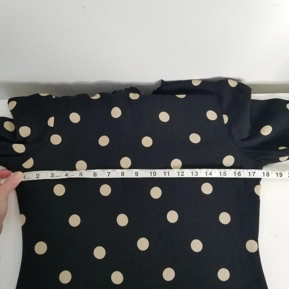 Kate Spade Polka Dot 3/4 Length Sleeve Crepe Mini Dress Ruffles Size 6